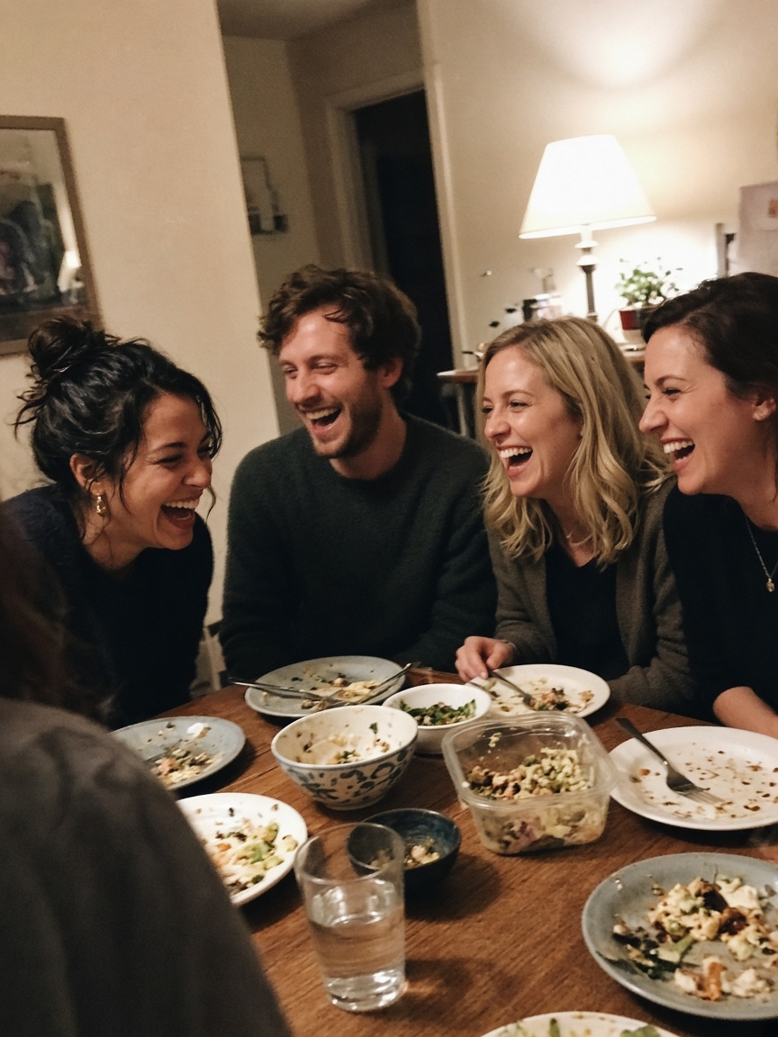 Friends sharing dinner